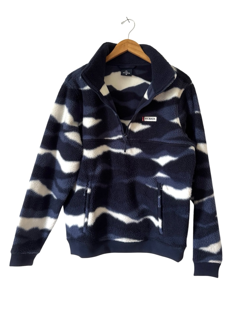 Rhoback Boulder Fleece Pullover Jacket Sweatshirt Blue 1/2 Zip Mens Medium